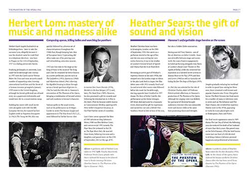 Cast biography pages from the Phantom of the Opera 1962 Ultimate Guide