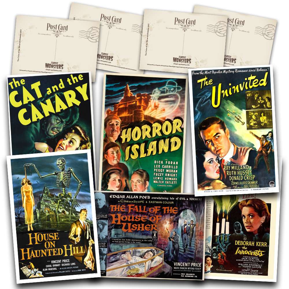 Classic Haunted House Movies Postcard Set 1 Classic Monsters Shop