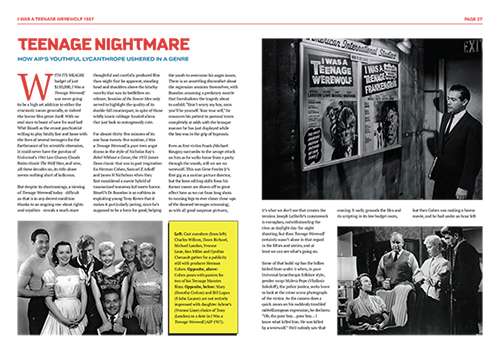 I Was a Teenage Werewolf 1957 Ultimate Guide magazine pages showing editorial article