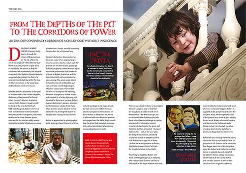 Informative articles and colourful imagery in The Omen 1976 Ultimate Guide magazine