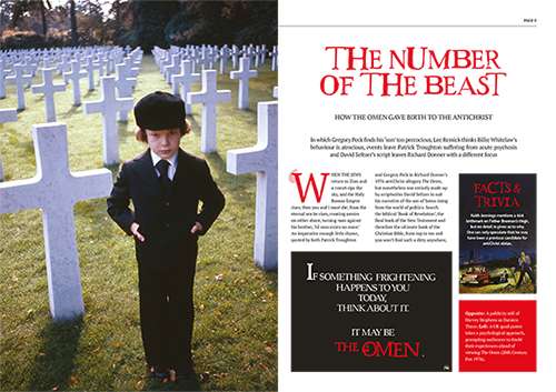 The Omen 1976 magazine article with vibrant imagery and editorial