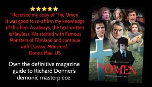 Cover of The Omen 1976 Ultimate Guide magazine with movie stills montage and 5-star review