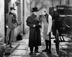 The Body Snatcher (RKO 1945) - image of Russell Wade, Boris Karloff and Bela Lugosi