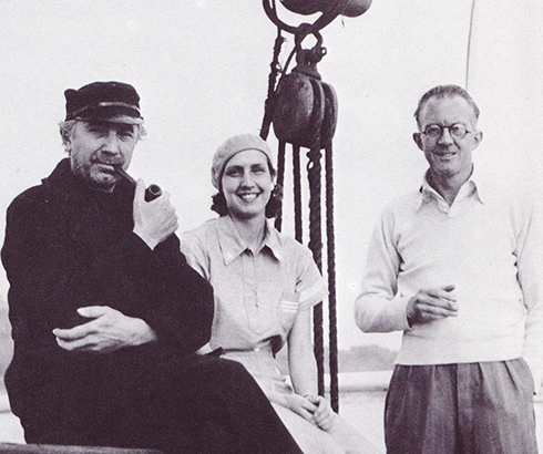 Bela Lugosi with his wife Lillian and director Denison Clift on board the Mary B Mitchell between takes on Mystery of the Mary Celeste (Hammer 1935)